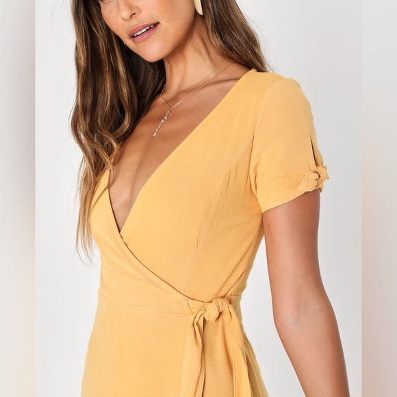 Lulus My Philosophy Golden Yellow Wrap Dress - Picture 2 of 9